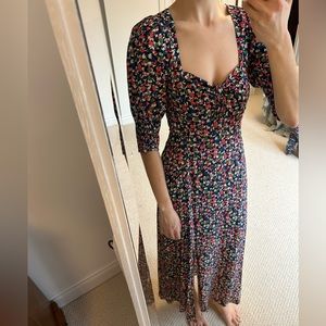 RIXO floral long-sleeve dress, UK 8/US Small